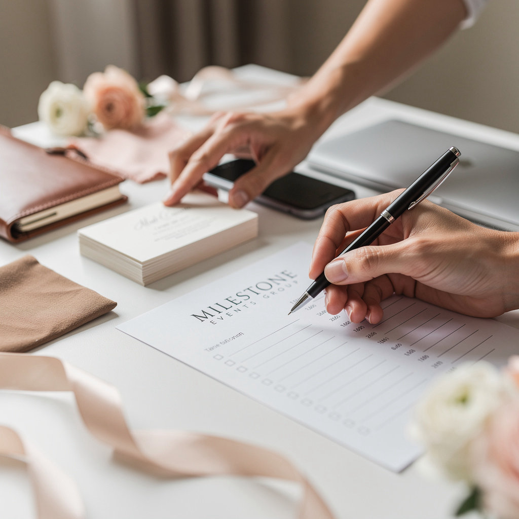 MILESTONE EVENTS GROUP team collaborating on event design plans at Villa Chanticleer in Healdsburg